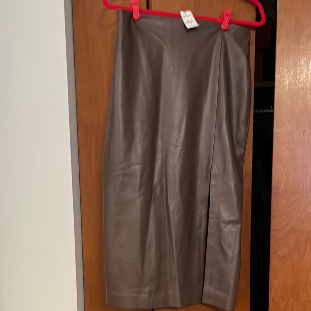 Express Brown Asymmetrical Midi Pencil Skirt